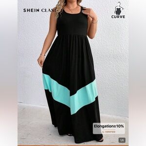 BRAND NEW SHEIN Black and Light Blue Maxi Dress